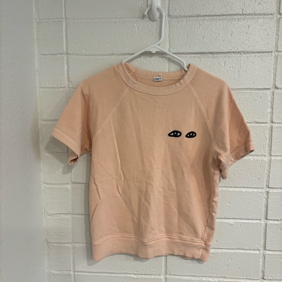 Clare V eye short sleeve sweater top in pink - Picture 1 of 5